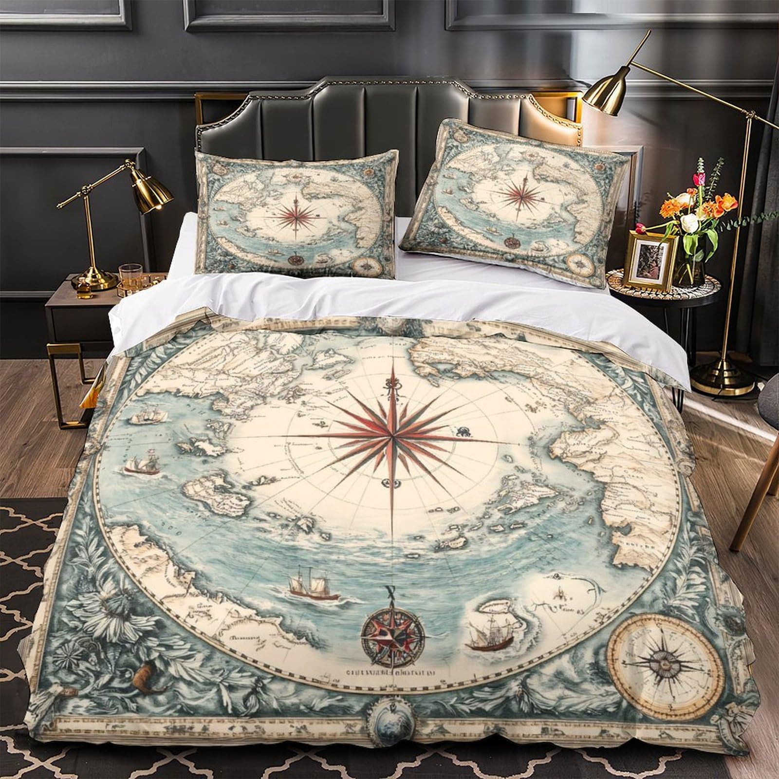 Housse de couette respirante imprimé 3D de qualité supérieure thème navigation maritime
