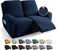 Vista 28 de JIVINER Fundas de sofá reclinable de 8 piezas, fundas elásticas de jacquard para sofá reclinable, fundas para sala de estar, protector suave de 3