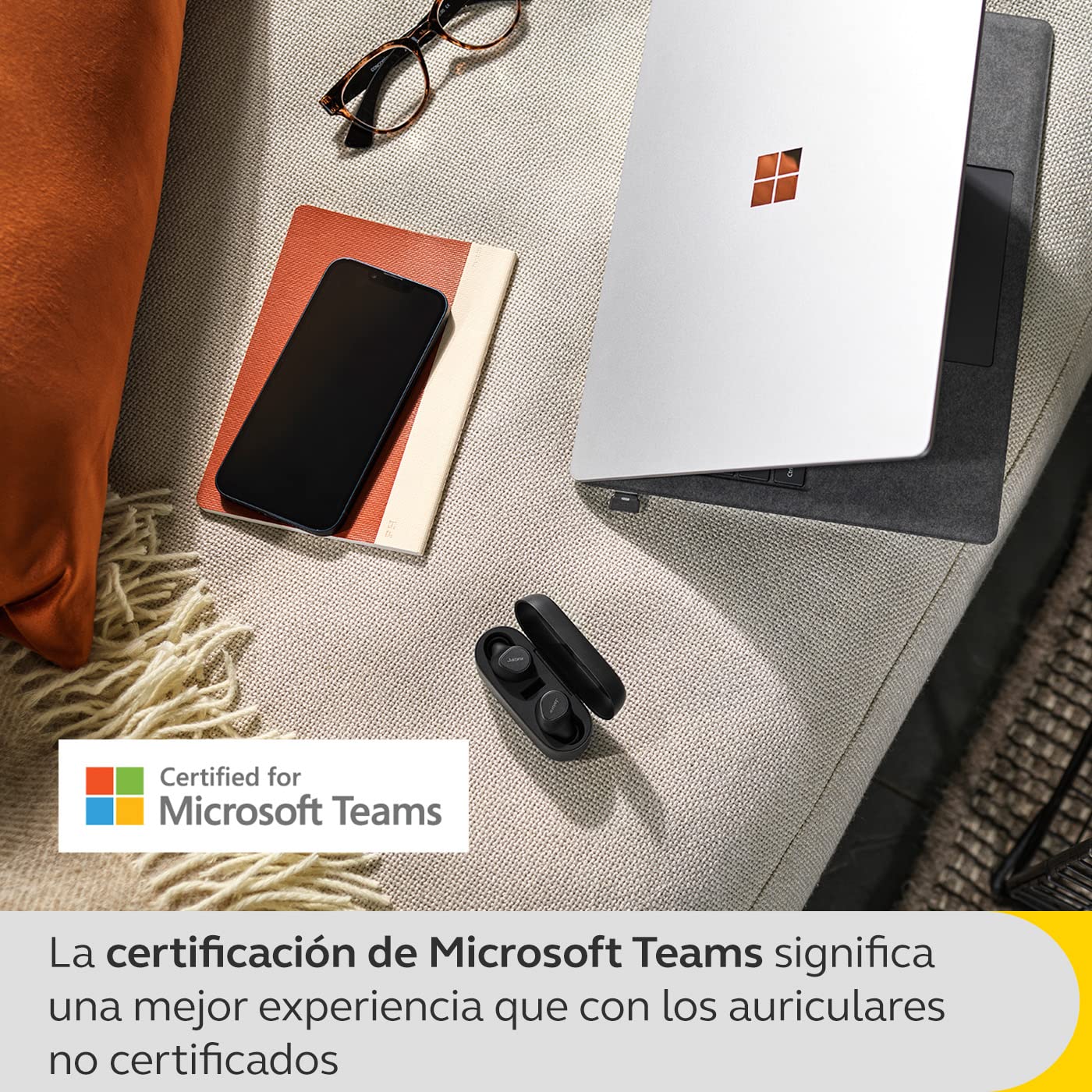 Jabra Evolve2 Buds, Auriculares Bluetooth Intraaurales Inalámbricos, Cancelación Activa de Ruido y Tecnología MultiSensor con 4 Micrófonos, Certificados para MS Teams, Negro - 4