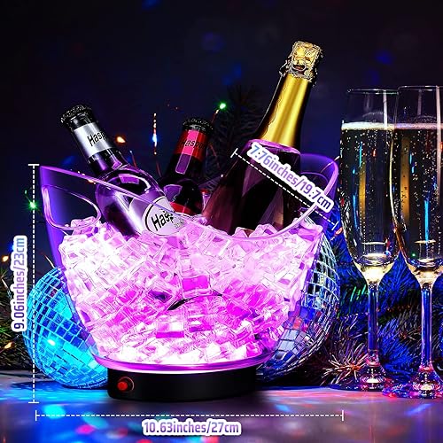 Miniatura 5 de Umigy 10 Pieces LED Ice Buckets 2L Clear Plastic Beer Buckets LED Light Beer Buckets RGB Colors Changing Cooler Bucket Plastic Ice Bucket with Stand