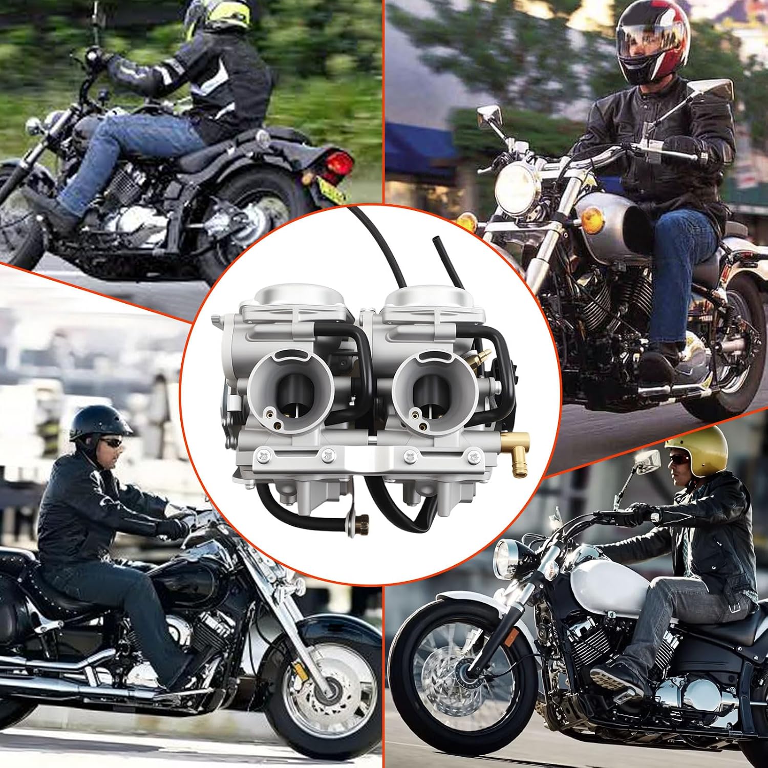 Carburetor Carb Compatible with Yamaha V Star 650(V-Star650) XVS650 Motorcycle 1998-2016 | Replaces OEM 4HD-14501-02-00 5VN-14501-00 with Fuel Petcock Valve & Intake Manifold