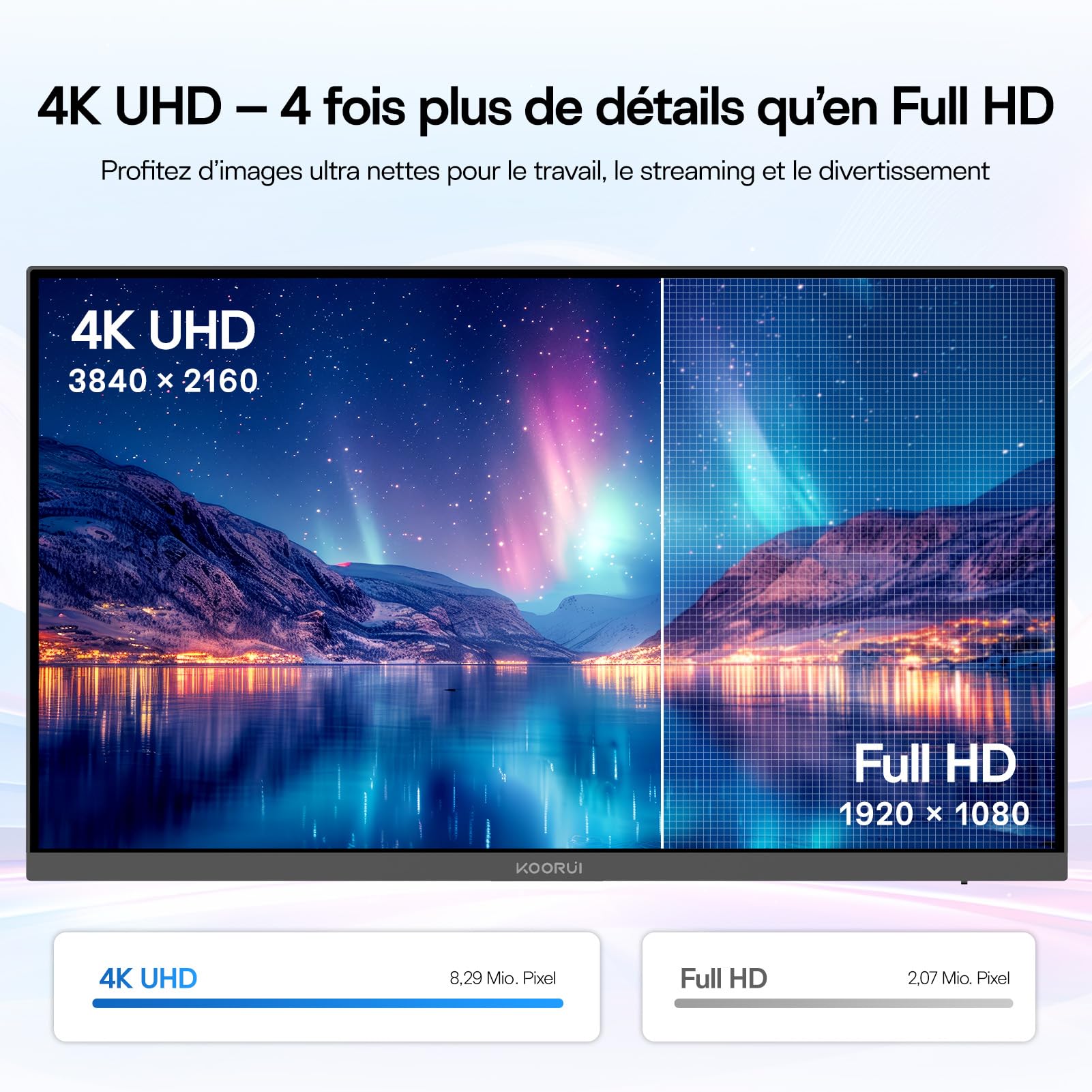 KOORUI Écran PC 32 Pouces 4K UHD, Dalle VA, Haut-parleurs intégrés