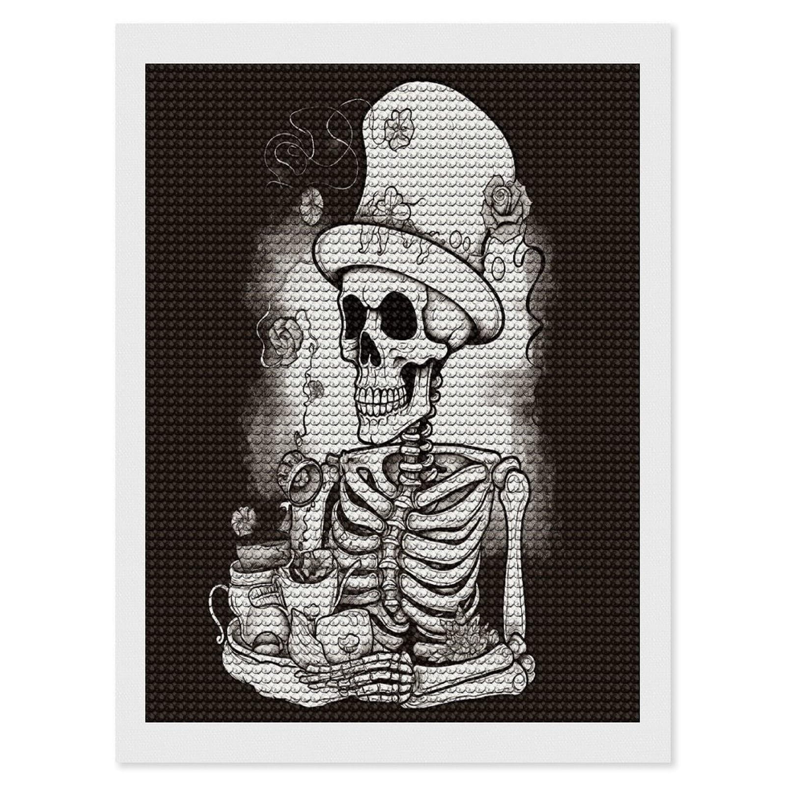 LDGSUPH Skeleton Chef Diamond Painting Kits for Adults Paint with Diamond Pictures Art DIY Full Drill Diamond Dots Painting Personalized Diamond Photo for Home Wall Decor Gift 12"x16"