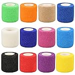 2 Self Adhesive Bandage Wraps, 12pcs Vet Wraps, 12 Colors, 5 Yard Self Adherent Wraps for Sports, Wrist, Ankle and Swelling