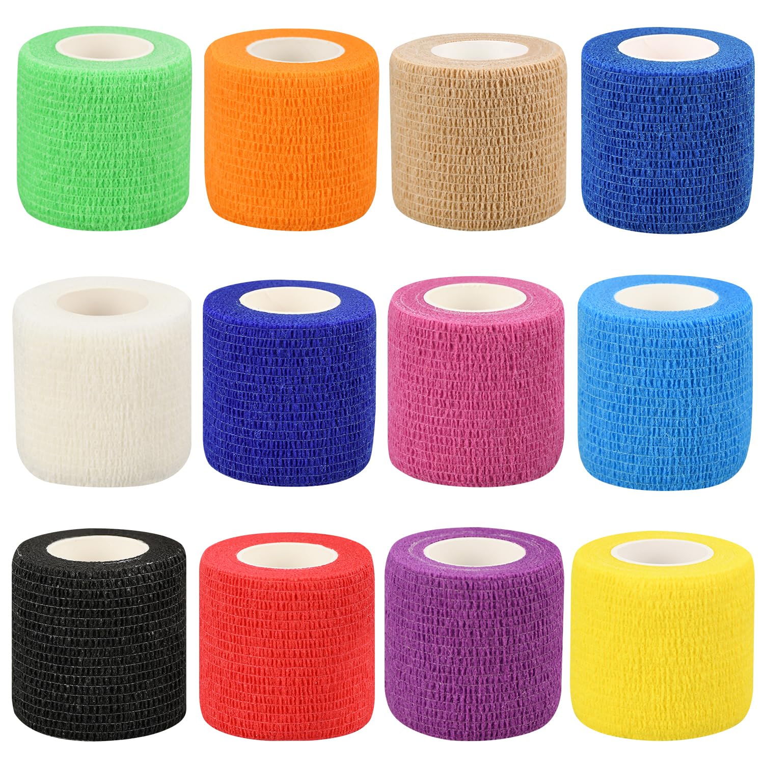 6pcs 2in Self Adhesive Bandage Wraps, 12 Colors, 5 Yard Wraps for Sports