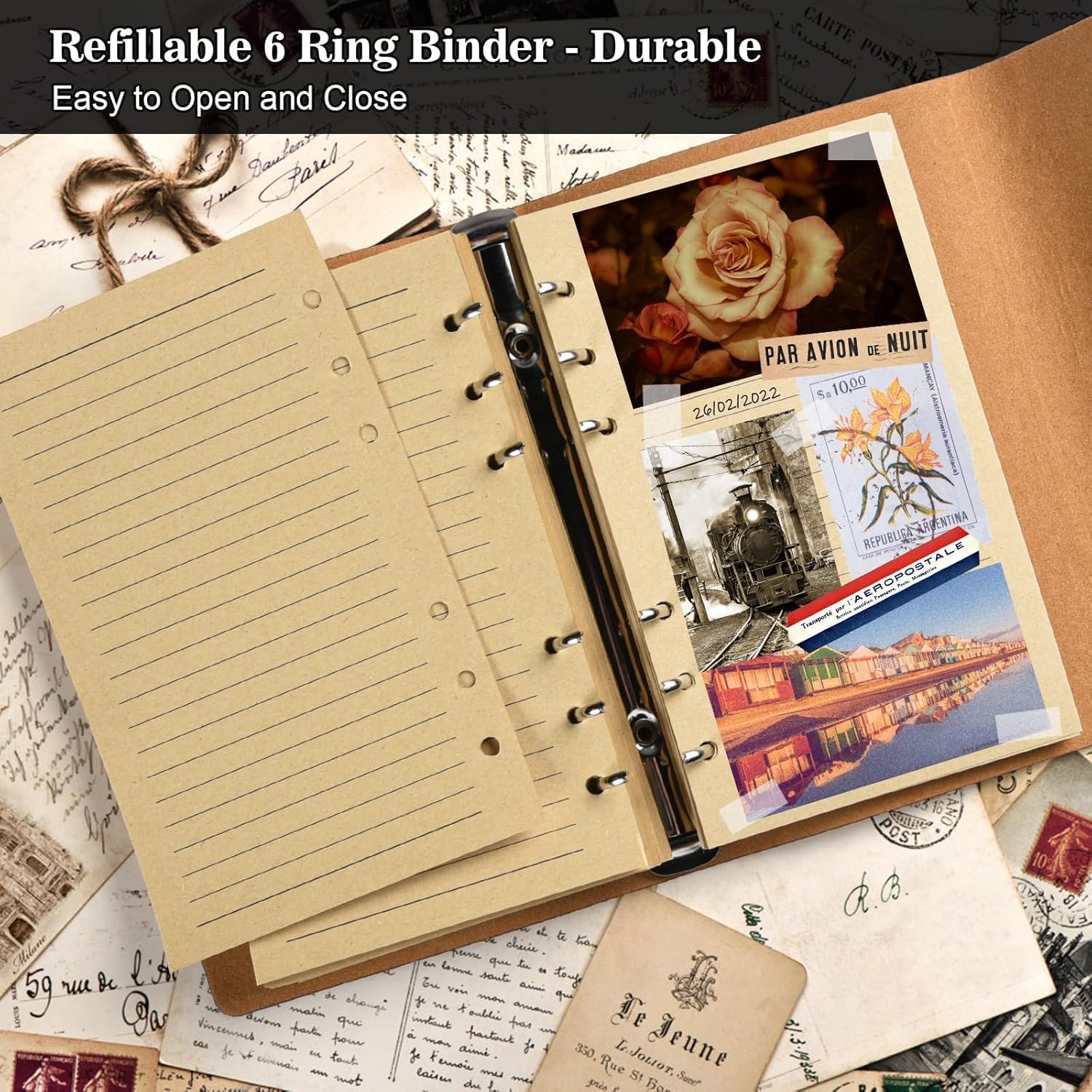 Alokik Enterprise London Vintage Leather Journal Notebook A5 Refillable Diary with Travel Theme Cover Lock Strap | Line Pages and Zipper Pocket | Retro Cover Designfor Writing, Travel, Sketching & Gift 1