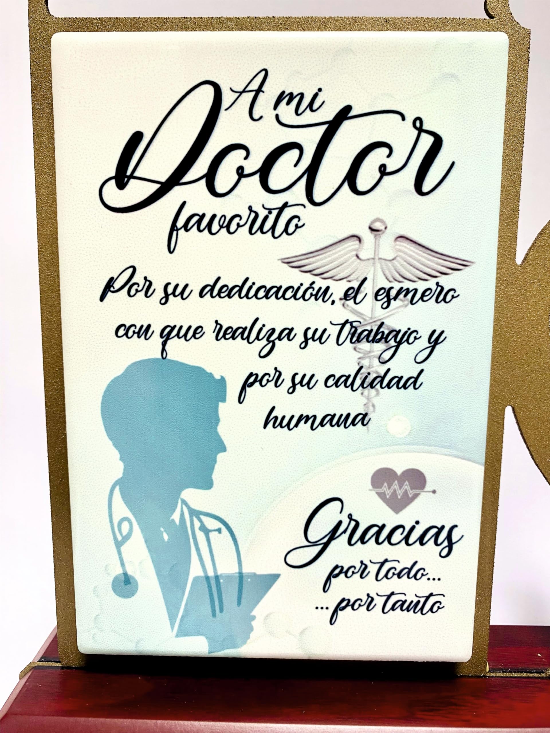 Regalo Médico Doctor para Agradecimiento, Figura Personalizada con dedicatoria de Acero Satinado