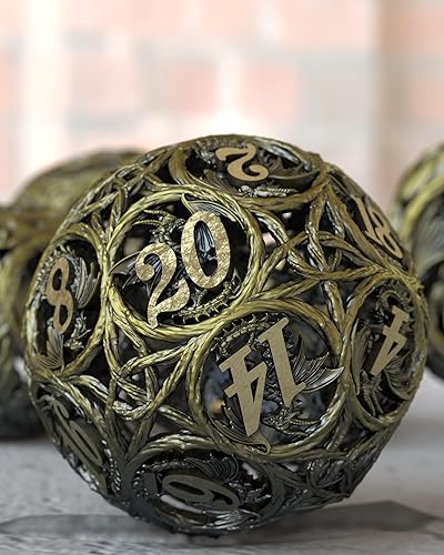 JOYLORD Juego de dados DND - Elegantes dados de mazmorras y dragones con diseño de dragón de vid de árbol, dados DND y D&D de metal prémium