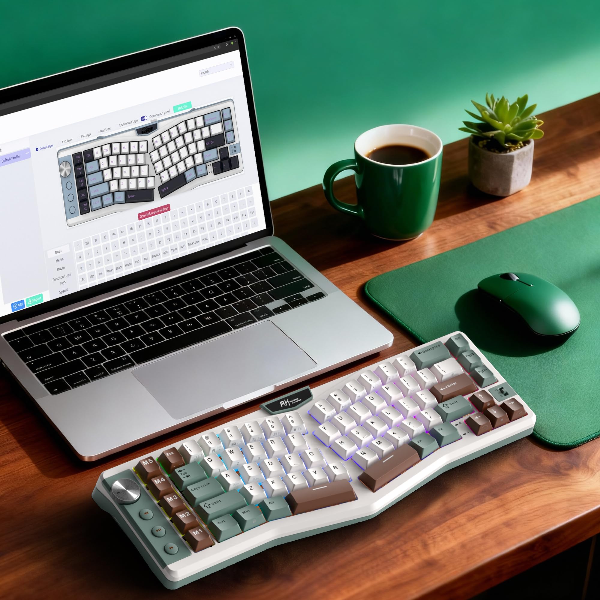 RK ROYAL KLUDGE A72 Alice Ergonomiczna bezprzewodowa klawiatura mechaniczna przycisk/klawisze makro/dotykowa plakietka imieniem, tryb 68% 72klawisze, Hot Swap, Win/Mac, akumulator 7500 mAh, QWERTY