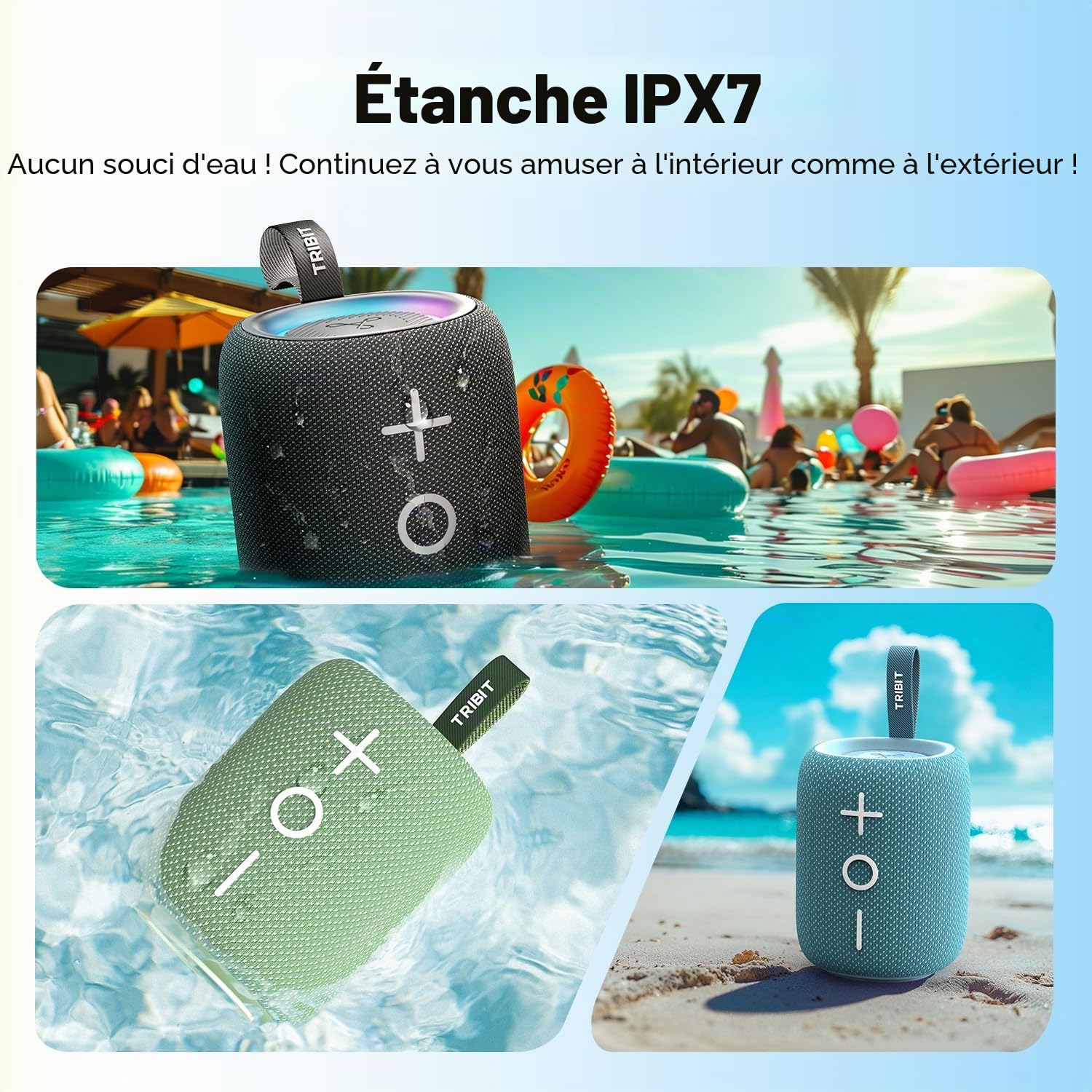 Tribit StormBox Mini+ Enceinte Bluetooth Portable, Son Surround 360°