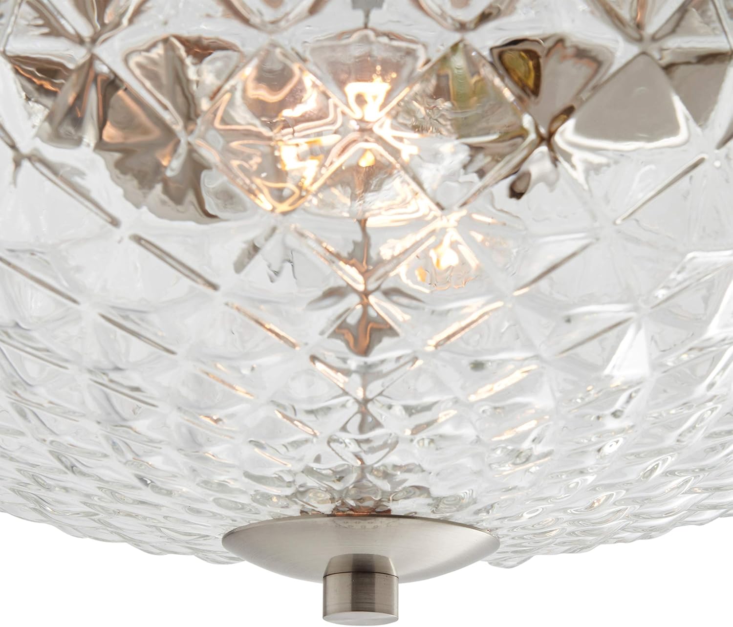 Nеw Arrіvаlѕ Amazon Brand – Stone & Beam Traditional Textured Glass Flush Mount Ceiling Fixture with Light Bulb - 13 x 13 x 8.25 Inches, Brushed Nickel