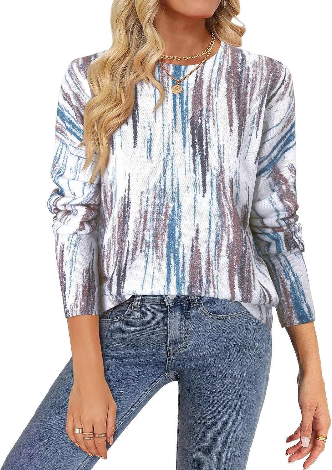 Womens Casual Long Sleeve Sweatshirt Soft Lightweight Cozy Knit Pullover Top 2025