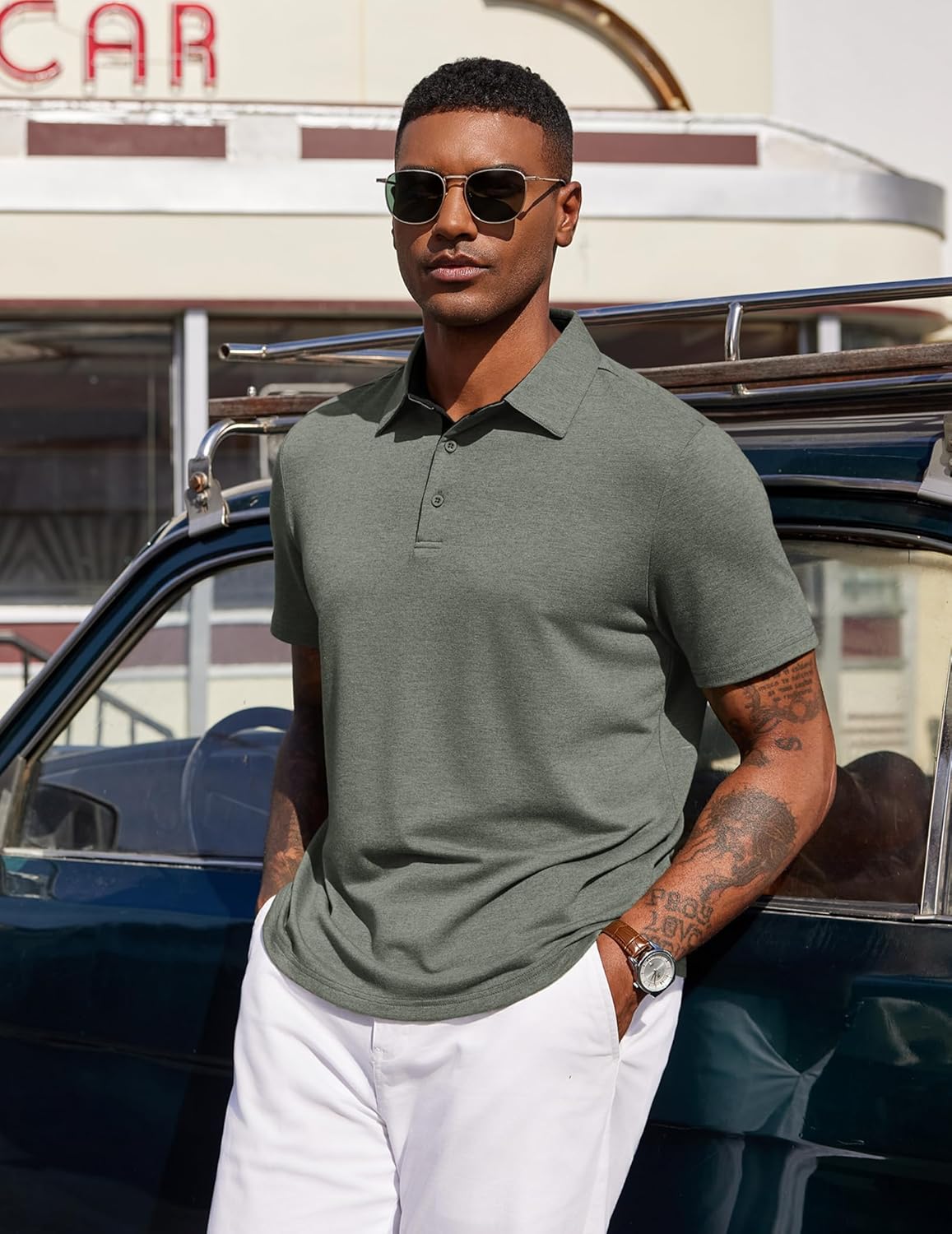 COOFANDY Mens Polo Shirts Short Sleeve Casual Summer Polo Tee Classic Collared Golf Stylish Tops - Image 8