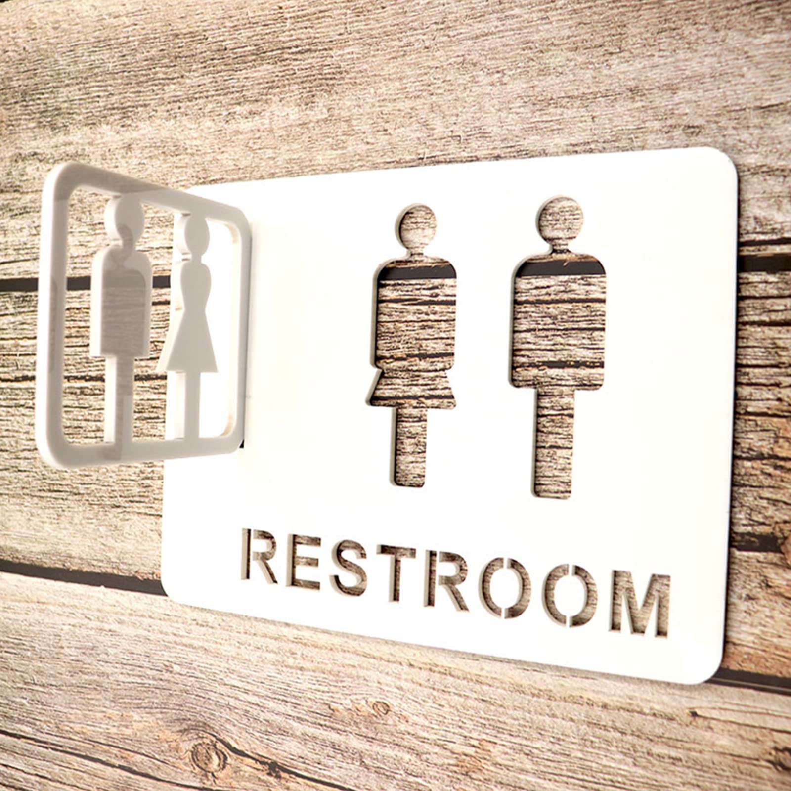 VNVFJKLO restroom sign, Black 8 Inch and 4 Combination, Acrylic Toilet Sign for a Restroom, for Offices, Businesses, and Restaurants(White)