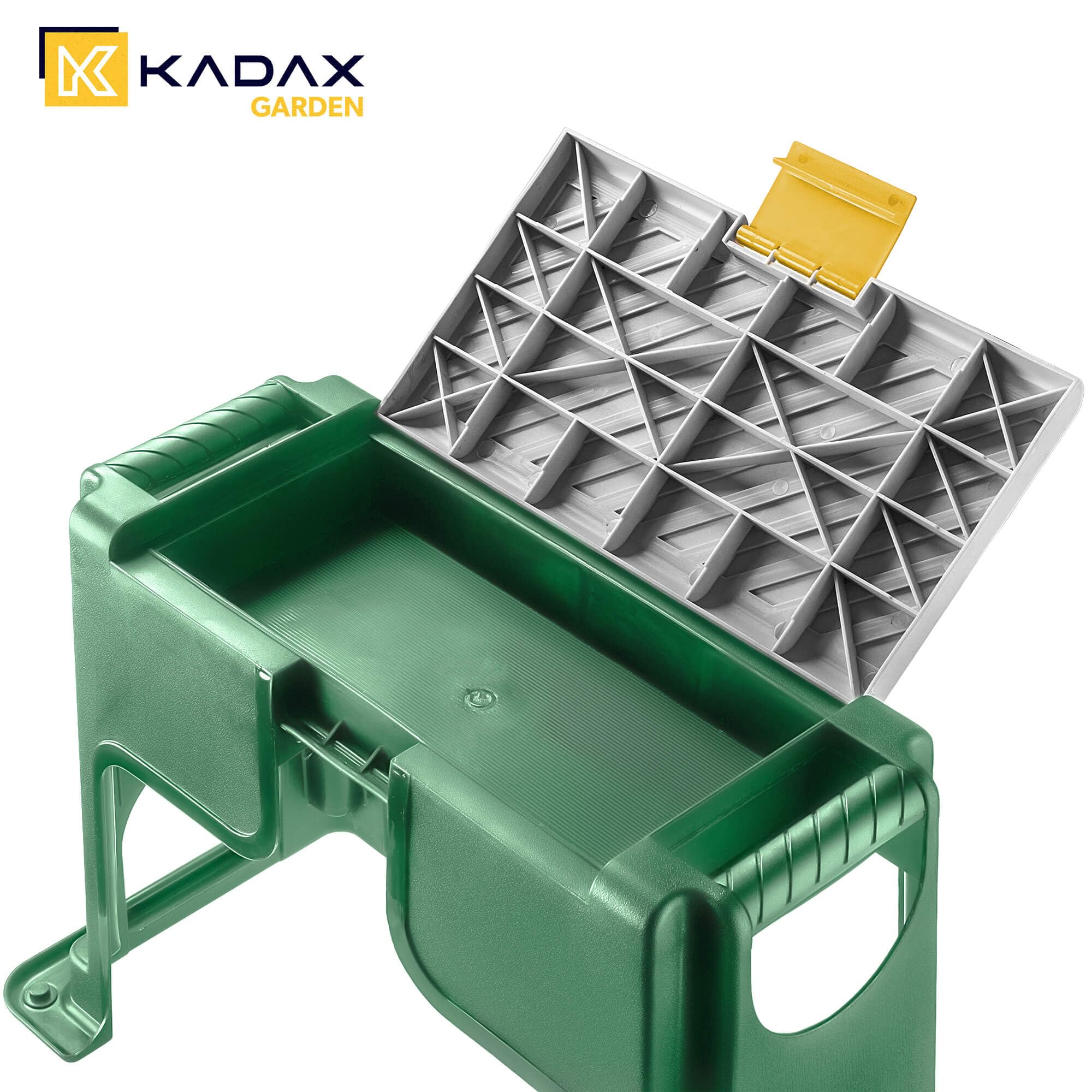 KADAX - Tabouret de jardin, 56,5 x 28 x 37 cm, Agenouilloir pour les travaux de jardin, Tabouret et marchepied 2 en 1 en polypropylène robuste, Tabouret de travail stable pour le jardin (Vert)