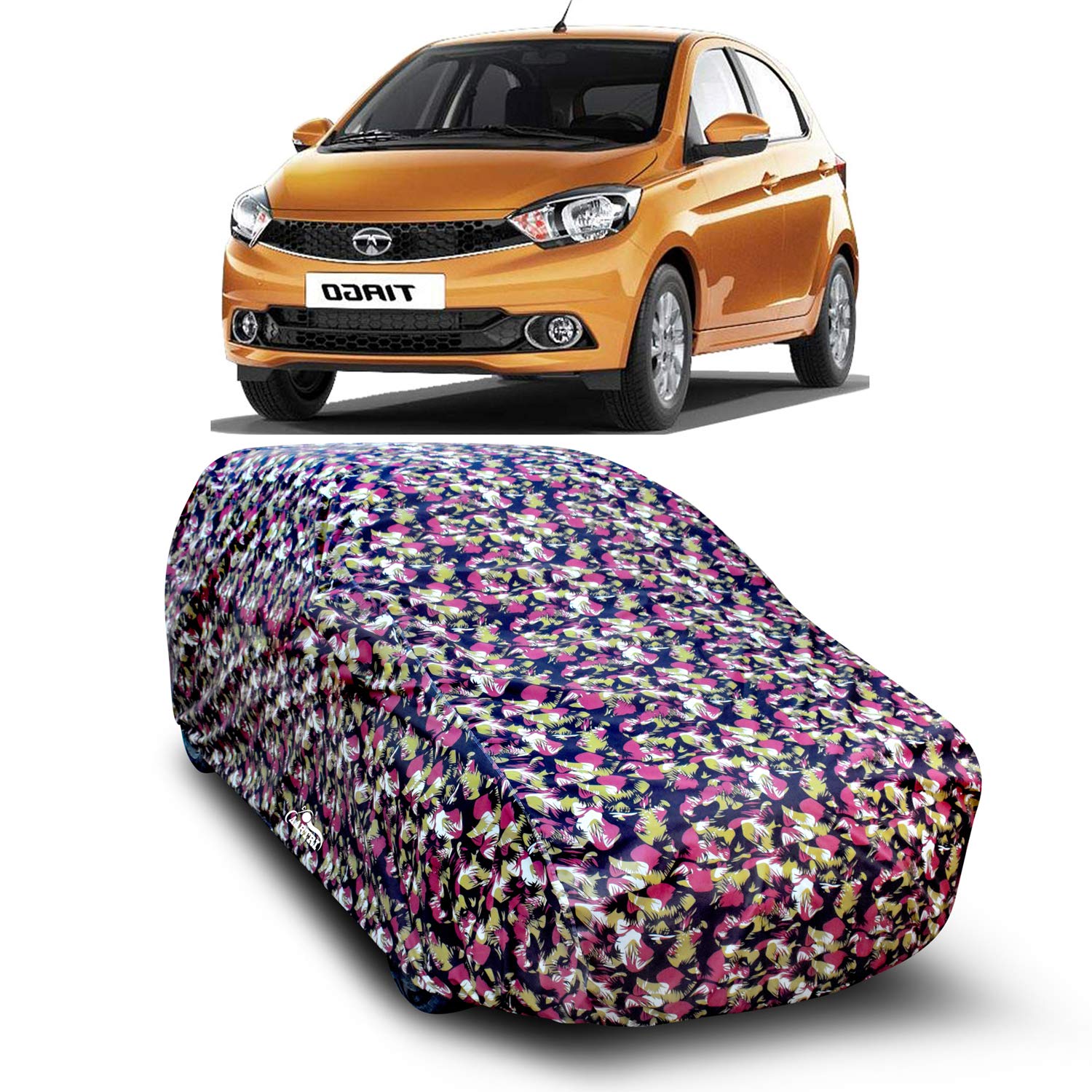 MADAFIYA Royals Choice Car Body Cover Compatible with Tata Tiago (2018 to 2023) car Cover | Water Resistant car Cover | Triple Stitched | Protection from Rain,Snow,UV,Dust | Forest Military