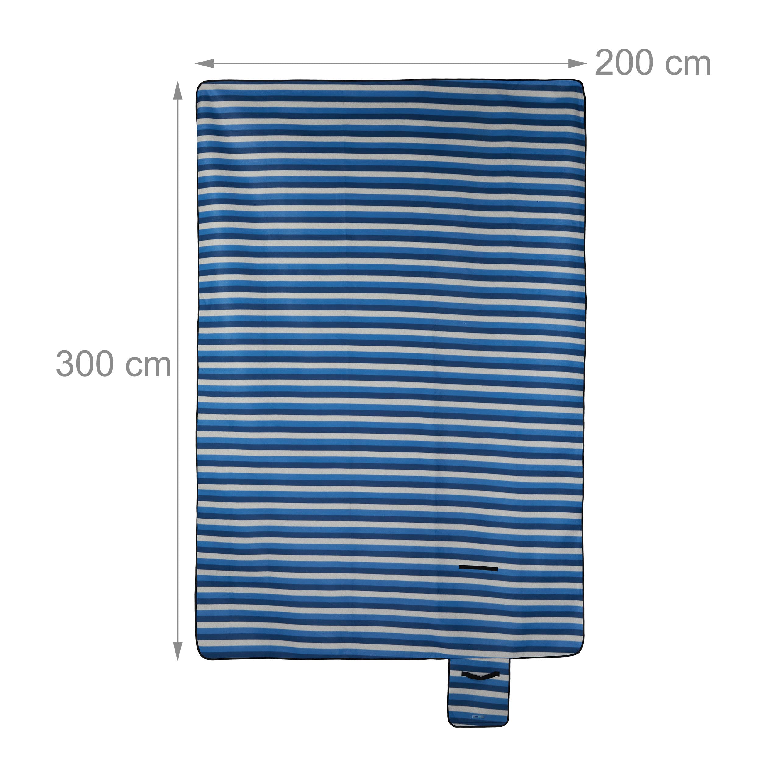 Relaxdays Coperta da Picnic XXL, 200 x 300 cm, Plaid Impermeabile da Spiaggia, Isolante, Telo con Manico, Bianco Blu
