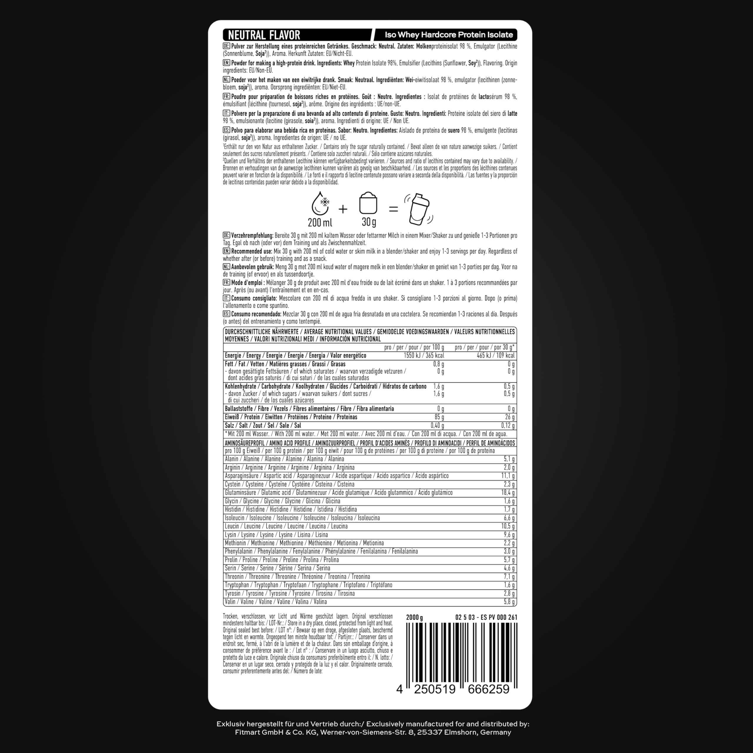 ESN IsoWhey Hardcore Protein Powder, Neutro, 1 kg, fino a 26 g di proteine per porzione, made in Germany