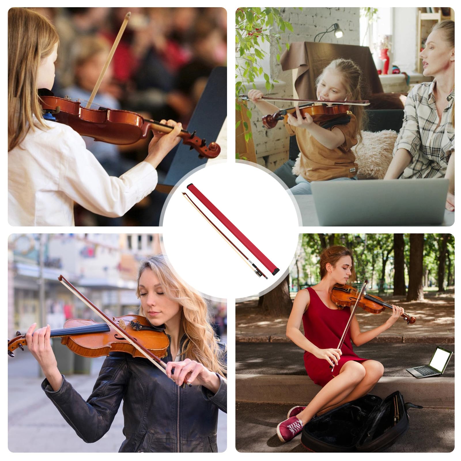 Arcos de violín de fibra de carbono con funda protectora para mayor durabilidad y sonido mejorado para varios niveles de habilidad