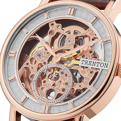 Miniatura 2 de The Herald Reloj automático para hombre de 1.575 in con esfera de esqueleto y correa de cuero