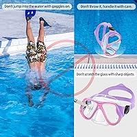 Vista 7 de Freela Paquete de 2 gafas de natación para niños y niñas de 3 a 14 años, lente de vidrio templado de 180° HD con cubierta de nariz para piscina