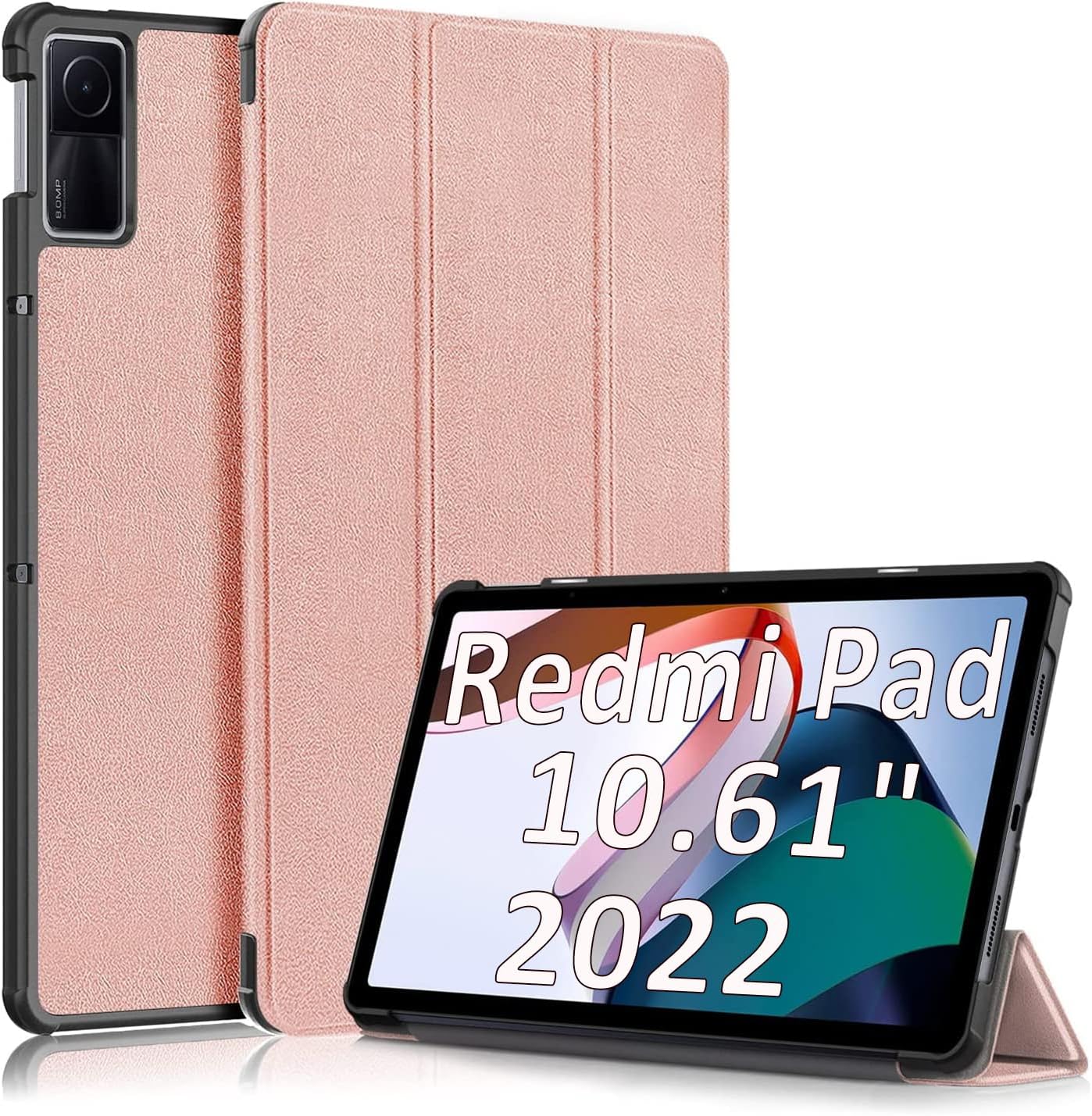 HAOYE Cover Con Specchio Per Xiaomi Redmi A1, Custodia Flip In PU Con Supporto E Funzione Smart Wake, Oro Rosa - 5