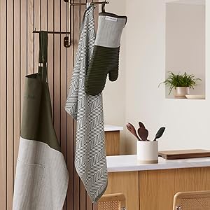 KitchenAid Evergreen Design Series Heavyweight Textured Oversized Kitchen Towels 3-Pack Set, Absorbent 100% Cotton, Dual-Purpose, Deep Forest Green, 18"x28"