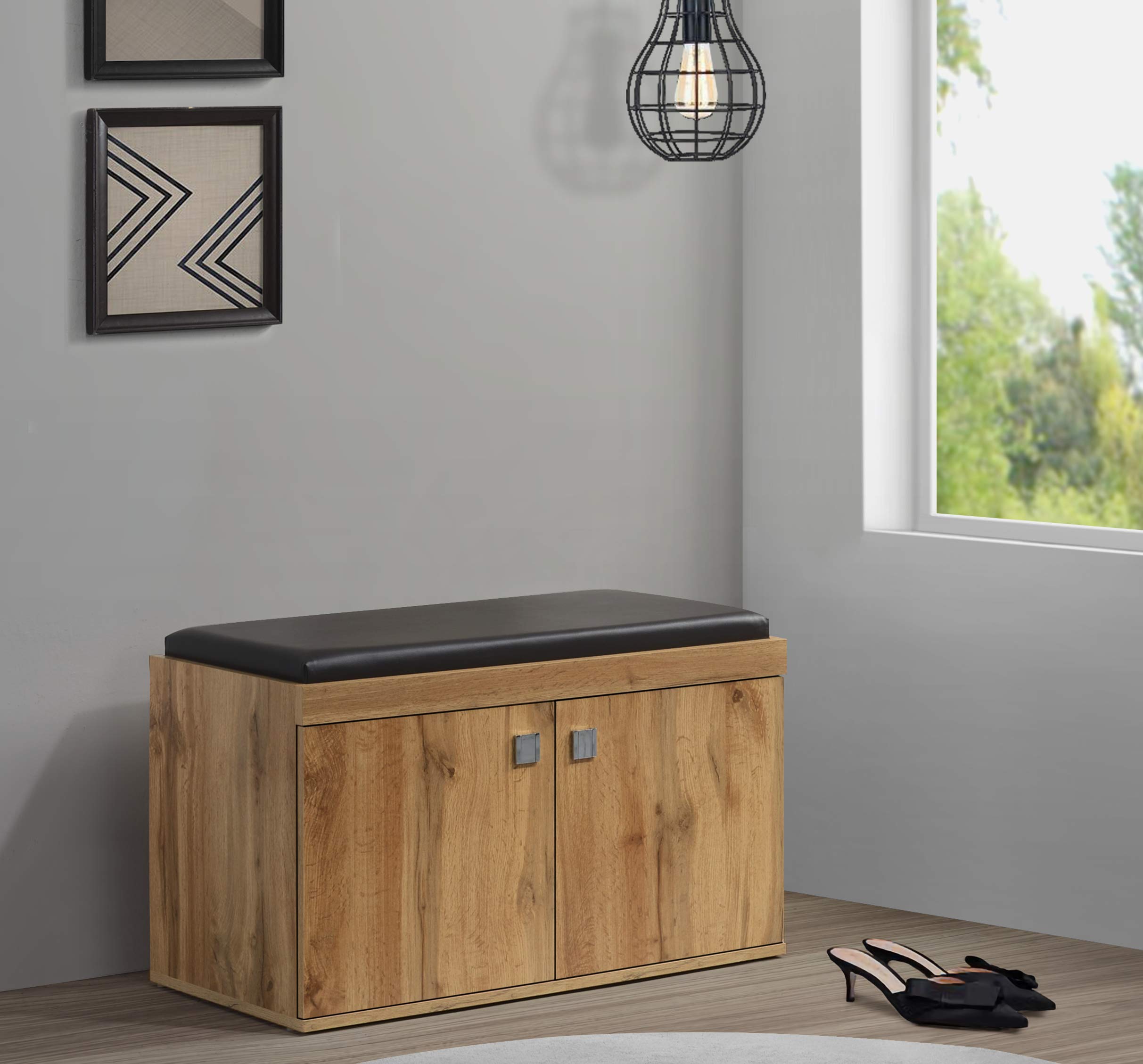 DeckUp Plank Turrano 2-Door Engineered Wood Shoe Rack (Wotan Oak, Matte Finish)