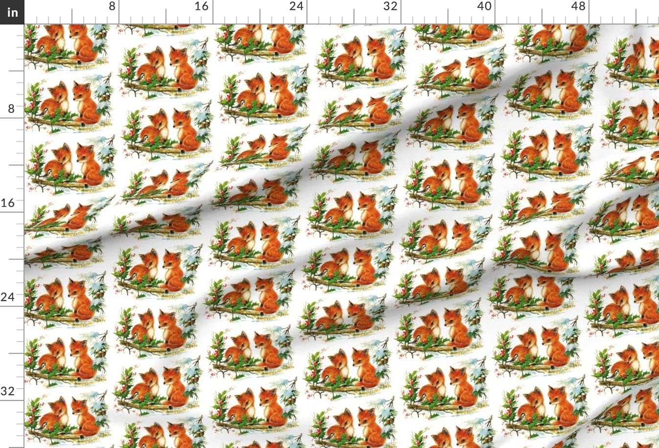 Spoonflower Fabric - Birds Winter Snow Red Foxes Trees Animals Cone Pine Christmas Vintage Printed on Minky Fabric by The Yard - Sewing Baby Blankets Quilt Backing Plush