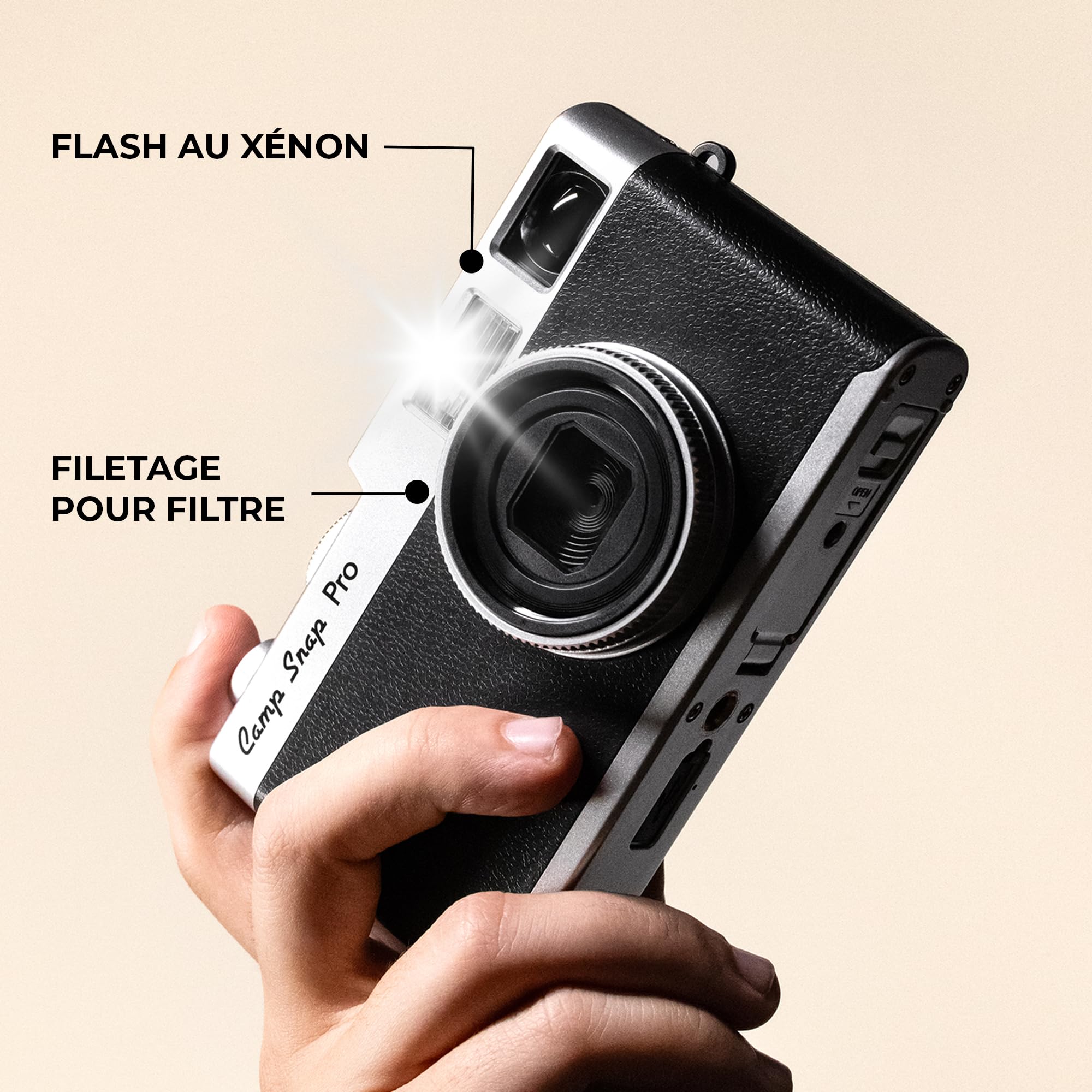 Camp Snap Classic Sofortkamera 16 MP Xenon-Blitz 4 Filter Kamera ohne Bildschirm 4 GB Speicher USB-C-Akku Digitalkamera kompakt