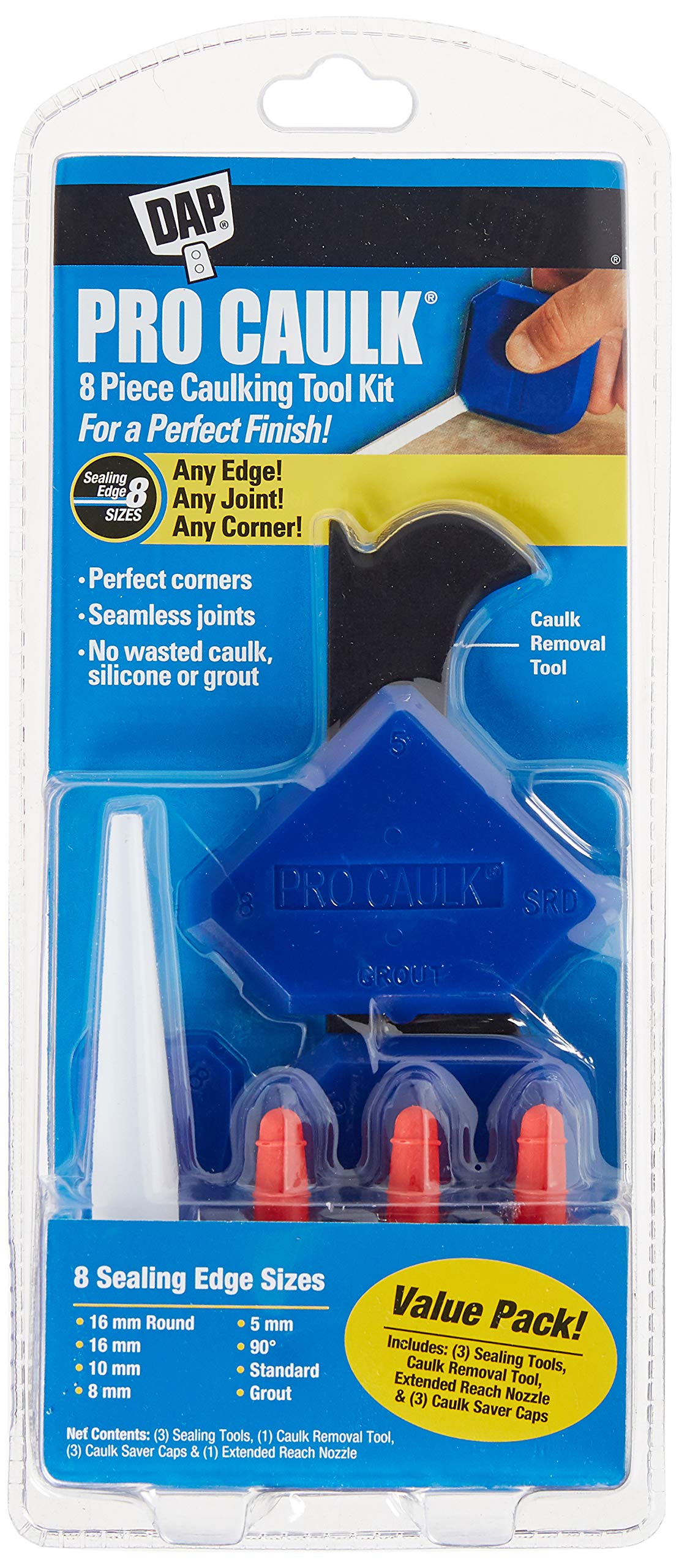 DAP7079809125 Procaulk 8 Piece Tool Kit Raw Building Material, Blue