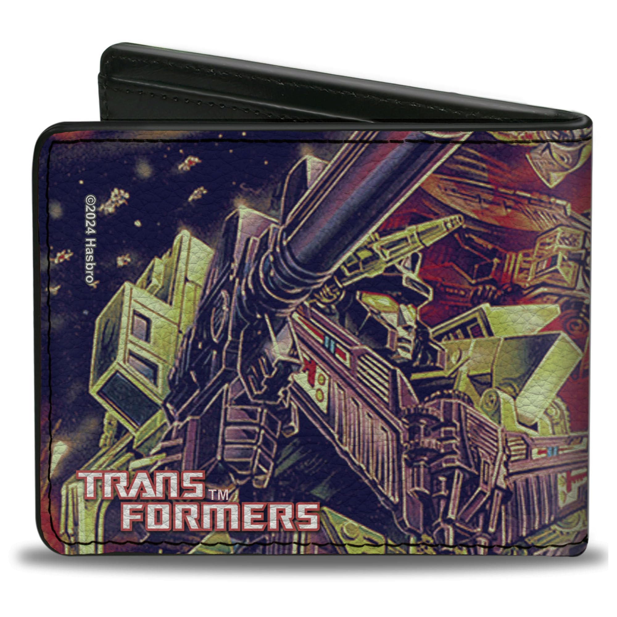 Hasbro Wallet, Bifold, Transformers Devastator Dinobots 1985 Box Art Battle Scene, Vegan Leather