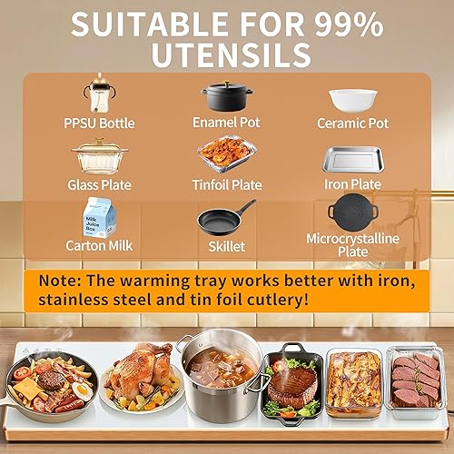 Miniatura 6 de Bandeja de calentamiento eléctrica (extra larga 59"x12"), calentadores de alimentos comerciales para fiestas y bufé, alfombrilla de calentamiento