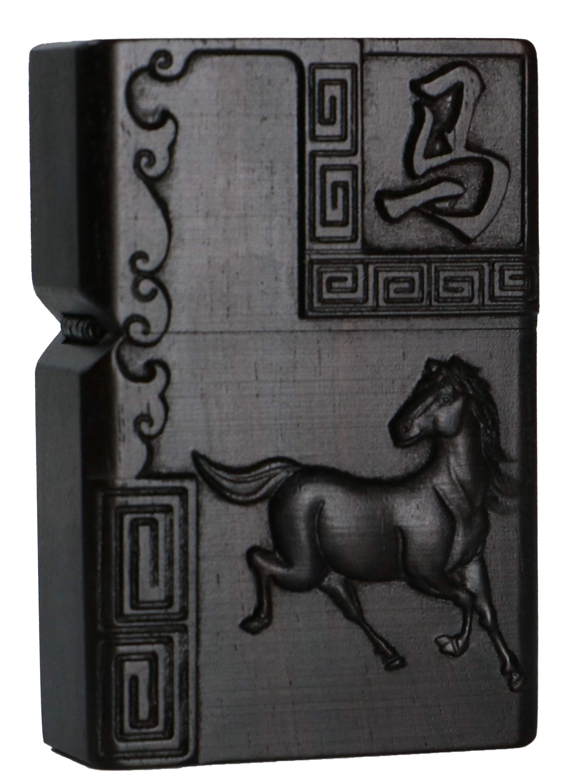 Lotus Fish Natural Ebony Black Wood Carved Lighter Shell Box For Zippo Module - Exquisite Handcrafted Storage Case for Your Lighter