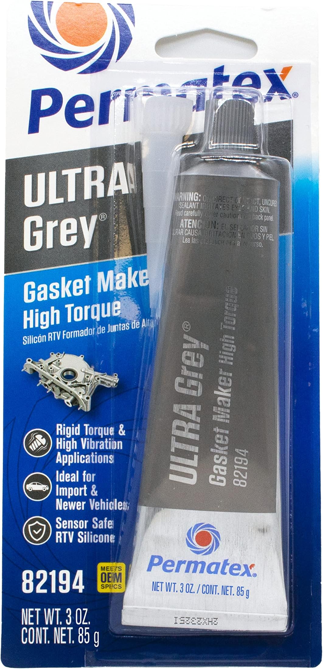 82194-12PK Ultra Grey Rigid High-Torque RTV Silicone Gasket Maker, 3 Ounce (Pack of 12)