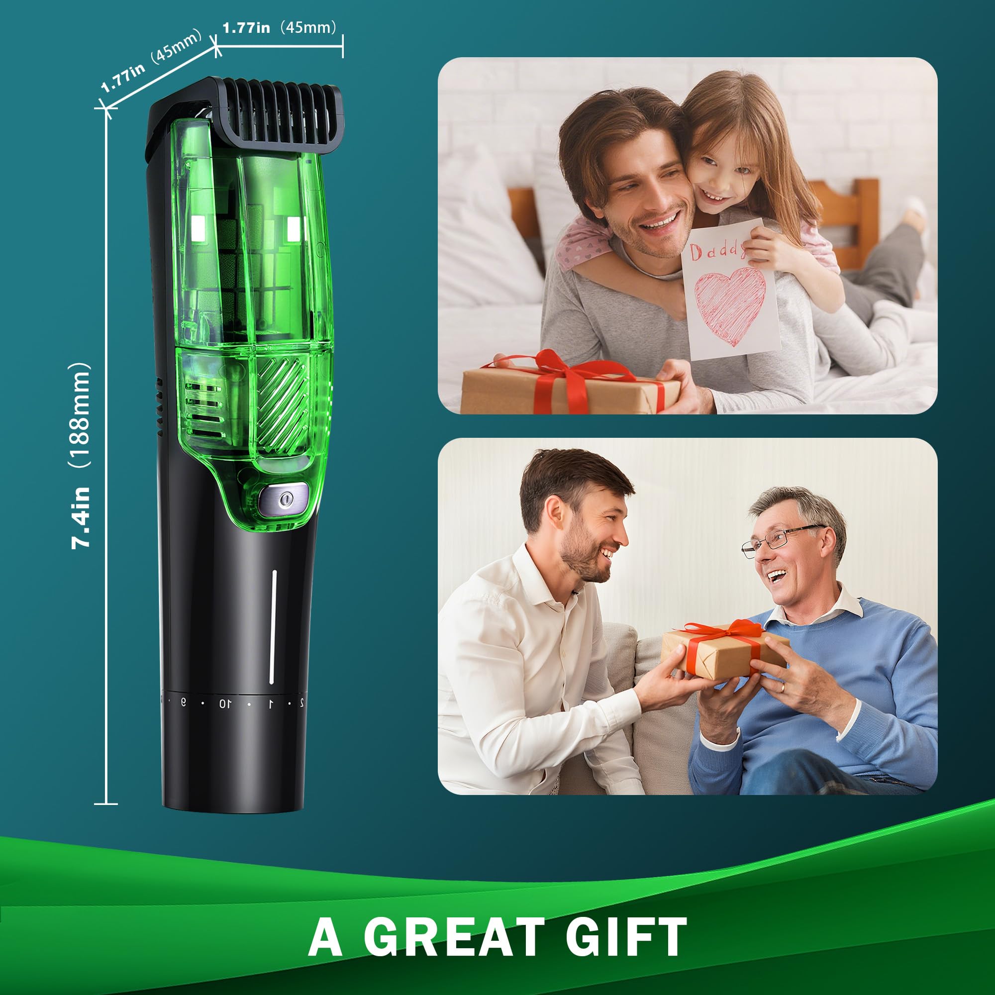 NONK Rasoio per barba e tagliacapelli da uomo, kit di aspirazione a 2 velocità, rasoio elettrico senza fili impermeabile IPX6, cestino magnetico facile da pulire, blocco da viaggio, ricaricabile USB