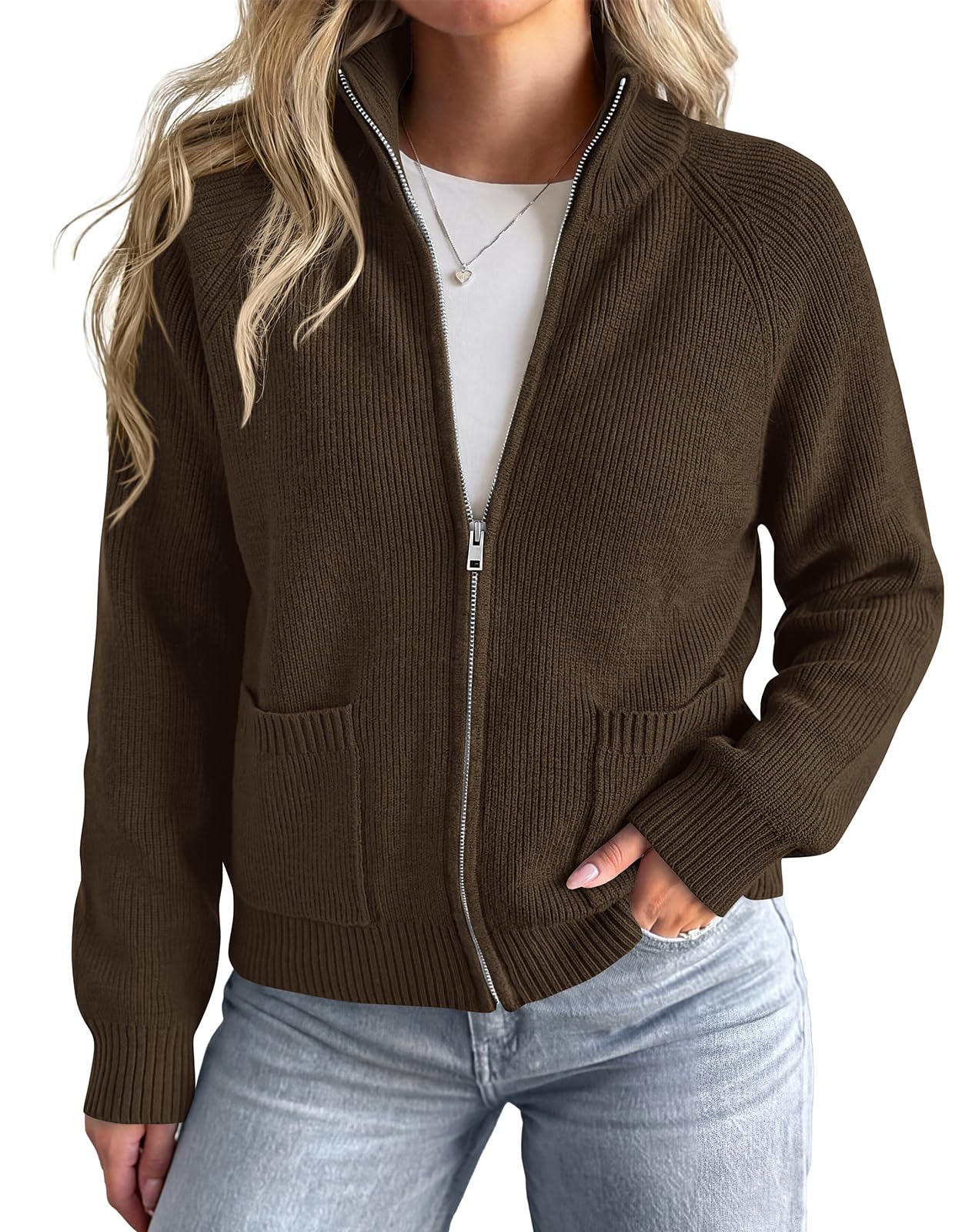 PRETTYGARDEN Womens Zip Up Cardigan Sweaters