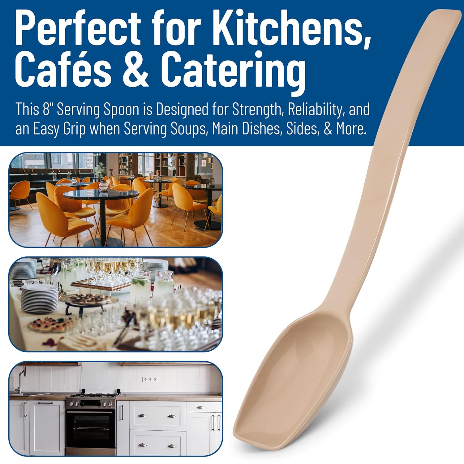 Carlisle FoodService Products Plastic Solid Spoon, 9 Inches, Beige, (Pack of 12)