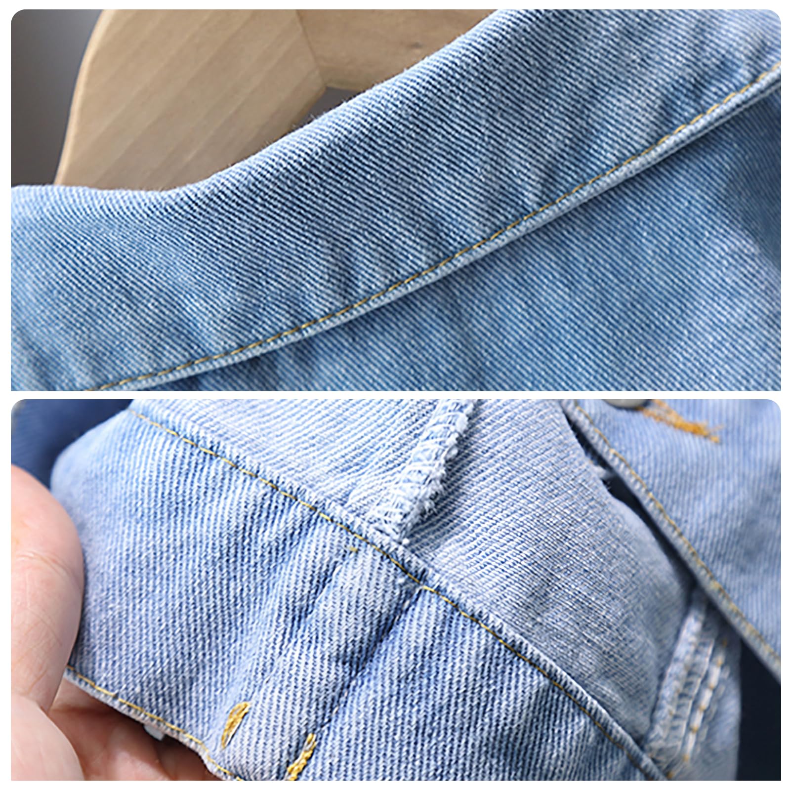 Veste en Jean pour Enfants avec Fleurs Brodées Fille Manteau en Denim avec Bow Outdoor Jacket