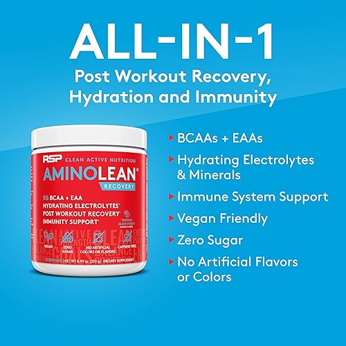 Miniatura 8 de RSP NUTRITION AminoLean Energía preentrenamiento (sandía 30 porciones) con recuperación AminoLean después del entrenamiento Boost (Tropical Island