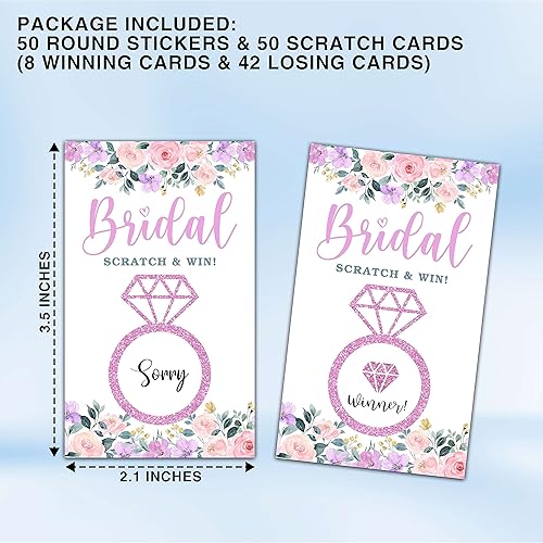 Miniatura 2 de Tarjetas de juego para raspar para despedida de soltera, boletos de lotería de rifas nupciales florales moradas, juego de fiesta para raspar para