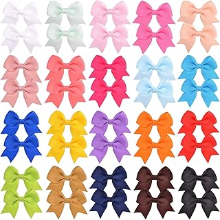 40 Pieces 2.4 inches Boutique Grosgrain Ribbon Bow Baby Girls Hair Bows Clips Pinwheel Barrettes For Babies Kids Toddlers ...