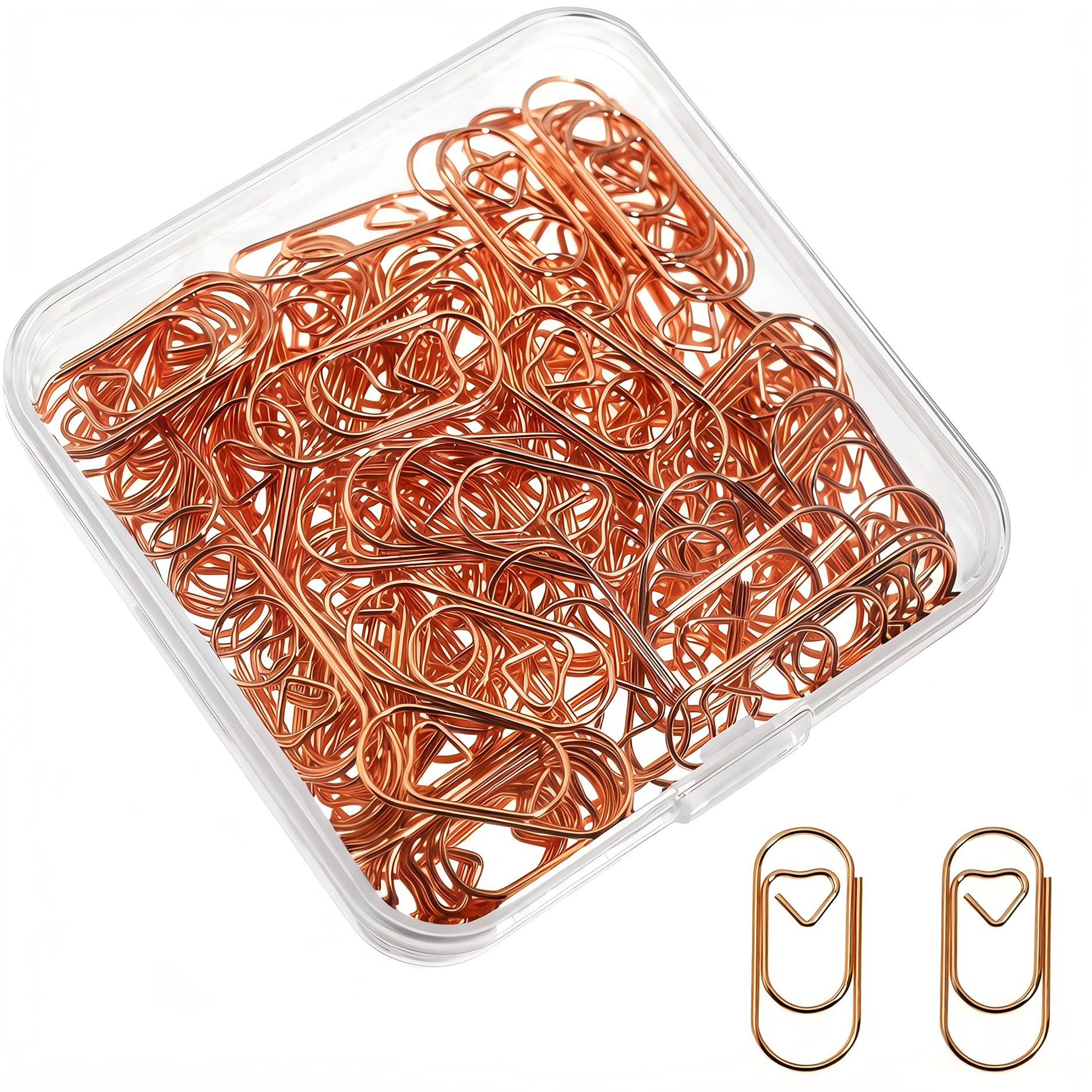 Small Heart Paper Clips 1 inch Rose Gold, 100 PCS