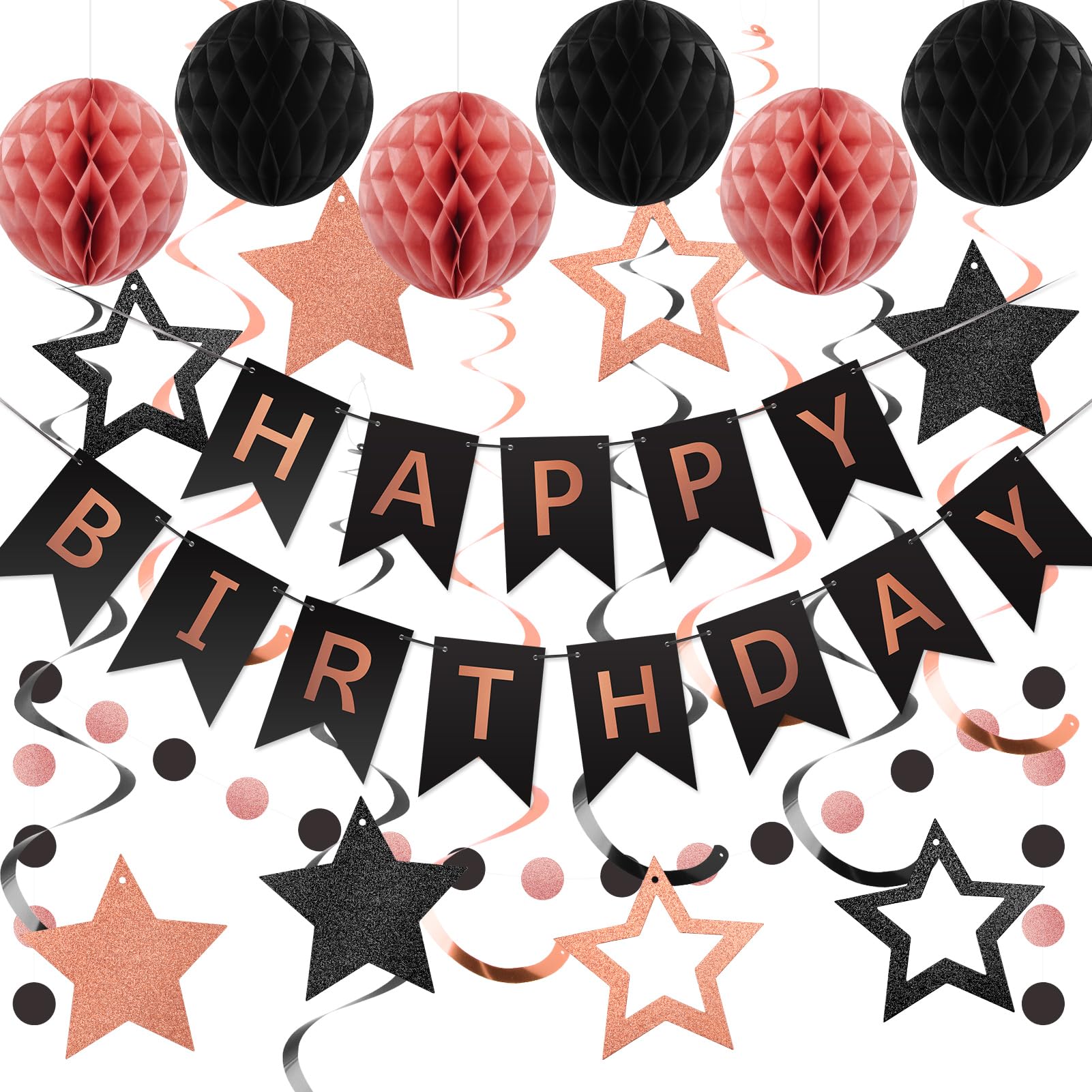 meowtastic Birthday Decorations Happy Birthday Banner with Honeycomb Balls