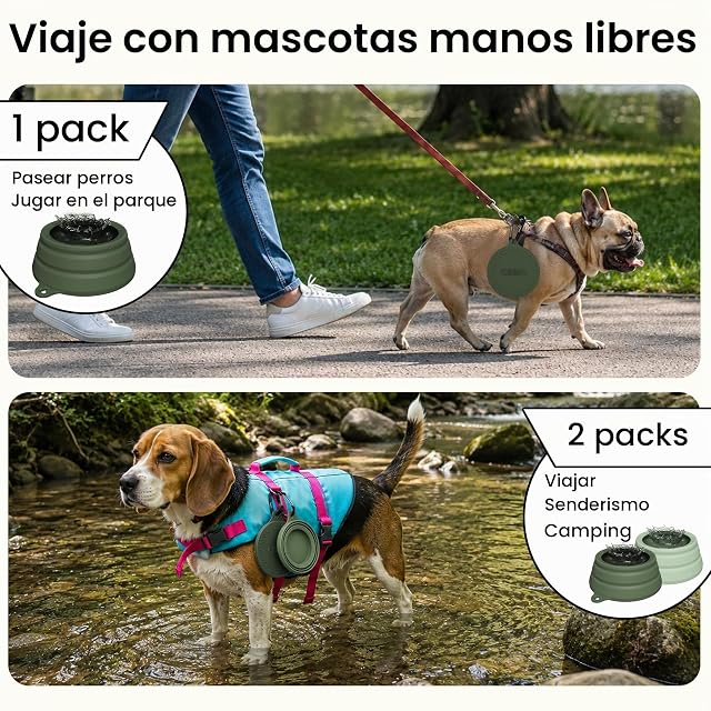 Foto 8 de 8 de OHMO - Cuenco de agua plegable a prueba de fugas, 680,4 g, para coche, cuencos portátiles para perros…