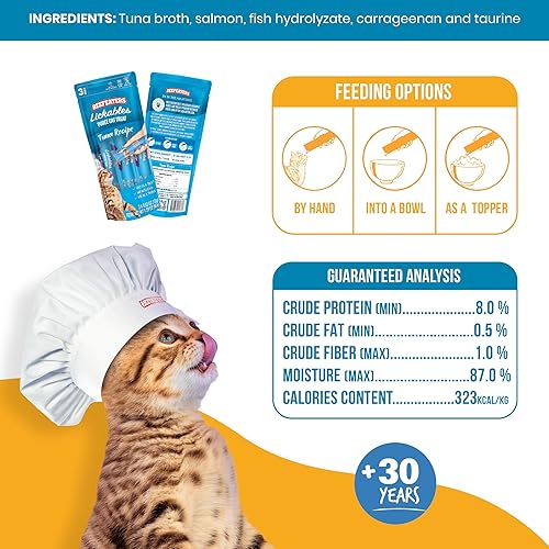 Miniatura 7 de Beefeaters Cat Treats Receta de atún puré lamible de 1.59 onzas (paquete de 12) – Atún, sin granos, enriquecido con taurina, ideal para
