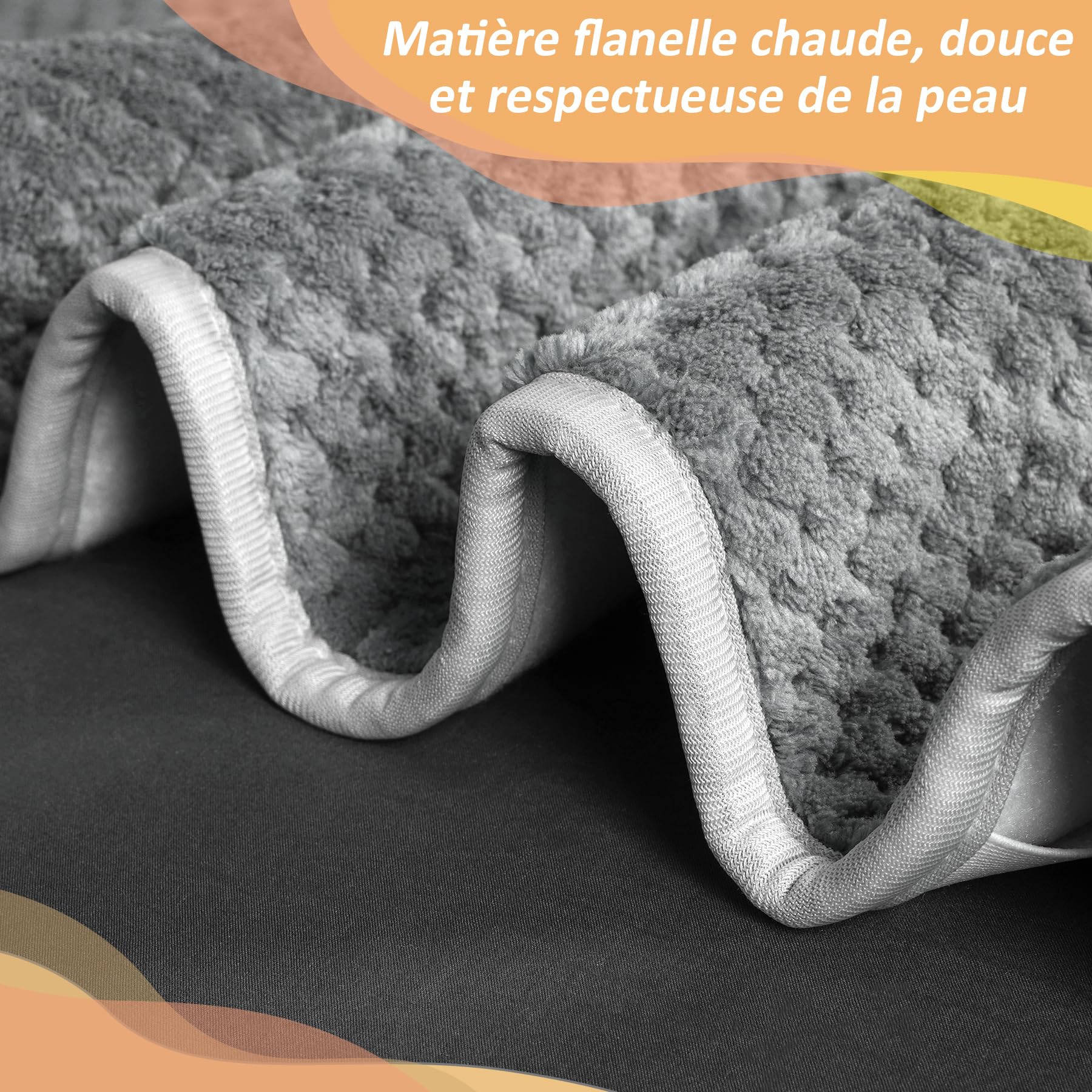 TOPS Couverture électrique double 160 x 140cm, 18-48℃ Réglage de la chaleur, 3 niveaux d'arrêt automatique, protection contre la surchauffe, lavable en machine