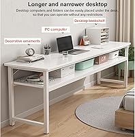 Vista 7 de Escritorio para computadora de oficina en casa, escritorio pequeño de estilo moderno y simple, mesa de trabajo compacta de PC con estantes