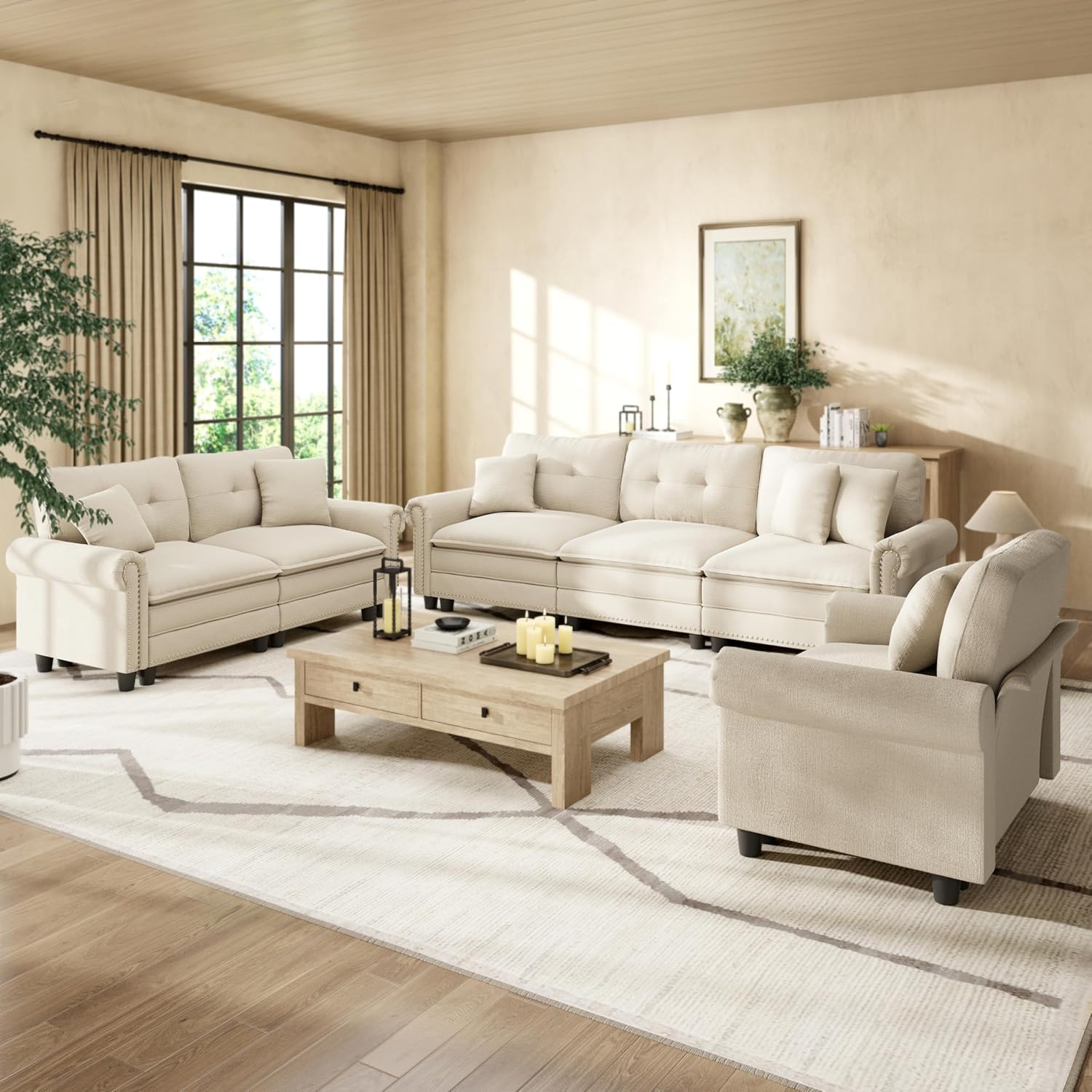 HERA’S HOUSE 3 Pieces Modular Sectional Sofa Sets, Oversized
