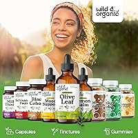 Vista 5 de Wild & Organic Olive Leaf Liquid Extract - Olive Leaf Supplement for Immune Support - Oleuropein Liquid Drops - Vegan, Sugar & Alcohol Free Tincture